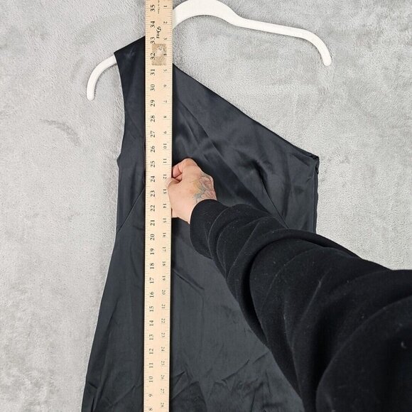 Vintage Theory One Shoulder Mini Dress Womens Size 0 Black Satin Made In USA - Picture 6 of 7